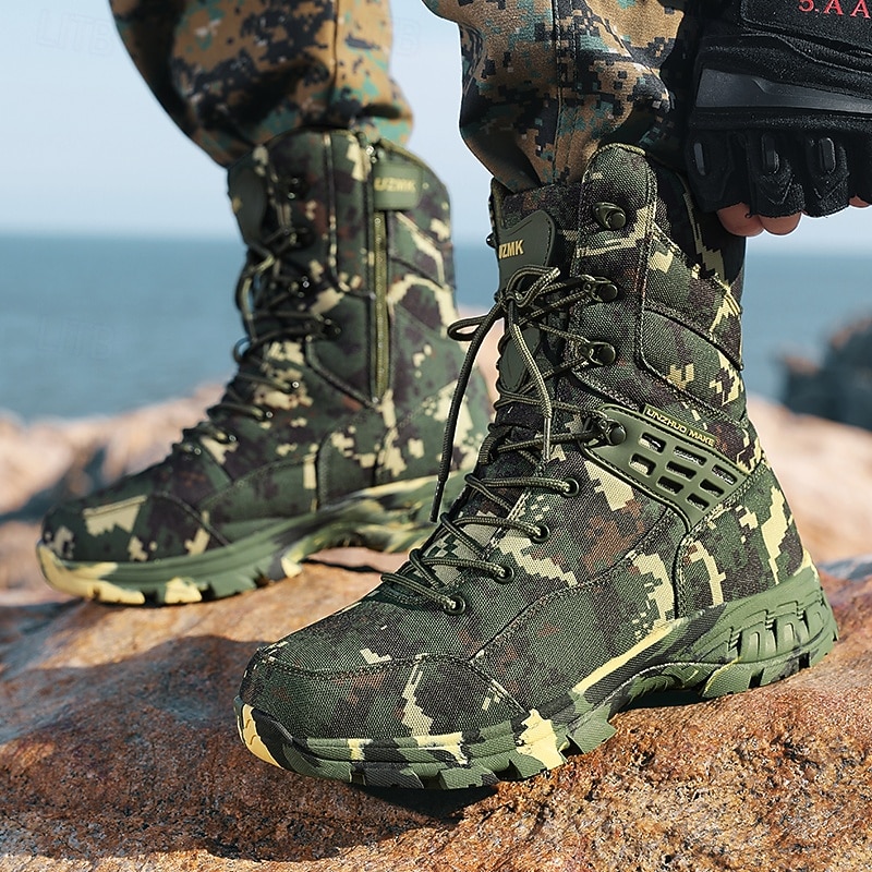 Men's Camouflage Tactical Boots with Anti-Slip Sole, Breathable Army Combat Footwear for Hunting, Patrol & Survival Gear2