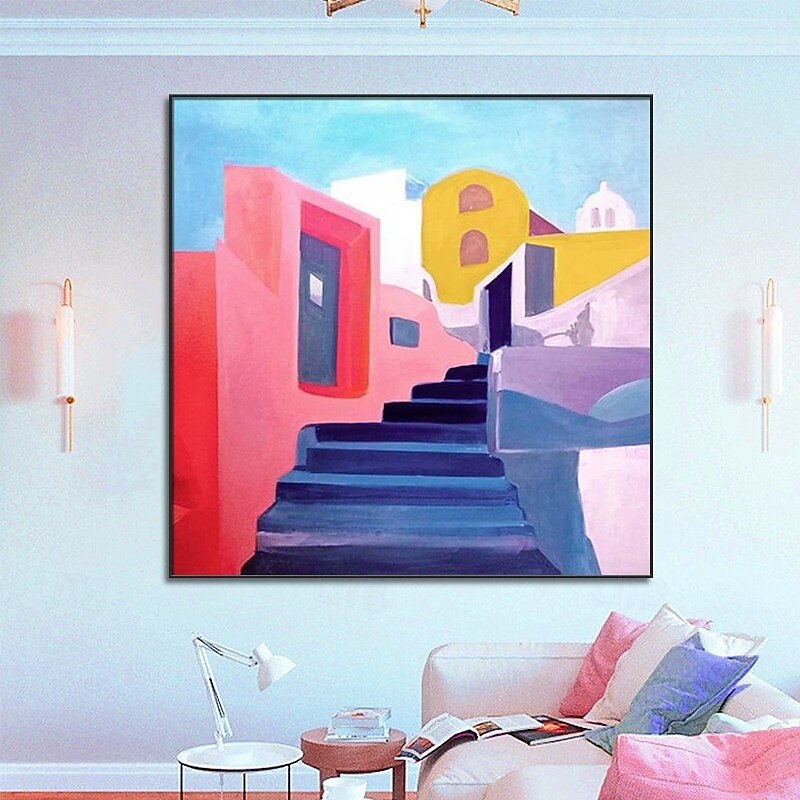 Handmade Oil Painting Canvas Wall Art Decoration Modern Abstract Colorful House for Home Dance Studio Decor Rolled Frameless Unstretched Painting3