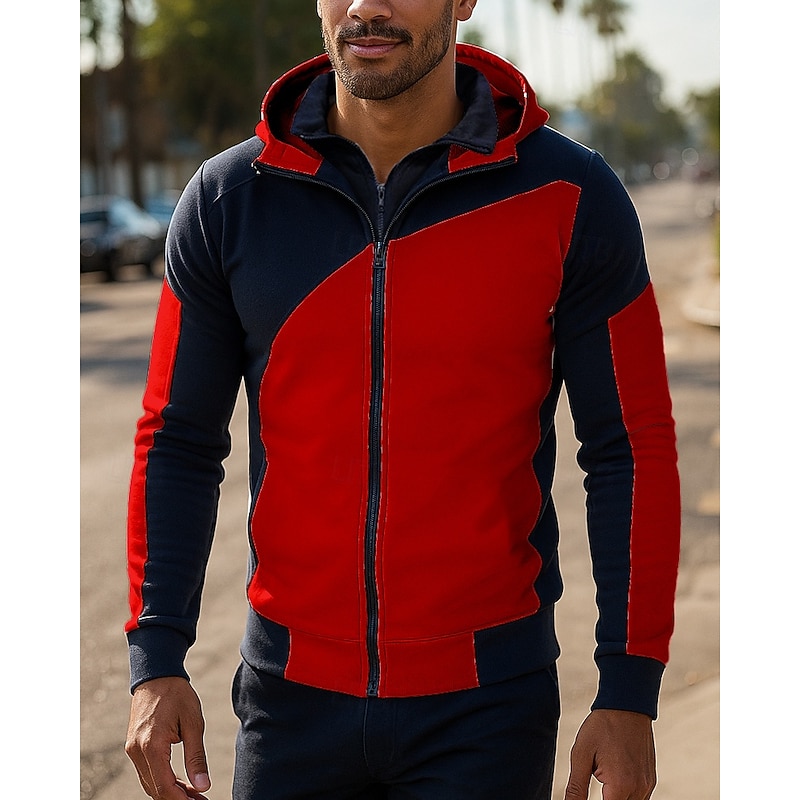 Men's Running Jacket Outdoor Jacket Hooded Jacket Pocket Hooded Long Sleeve Top Athleisure Patchwork Waterproof Windproof Lightweight Breathable Gym Workout Hiking Running Sportswear Activewear White4