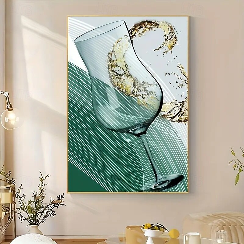 Modern Abstract Line Wine Glass Canvas Art Poster Frameless Wall Decoration For Living Room And Bedroom3