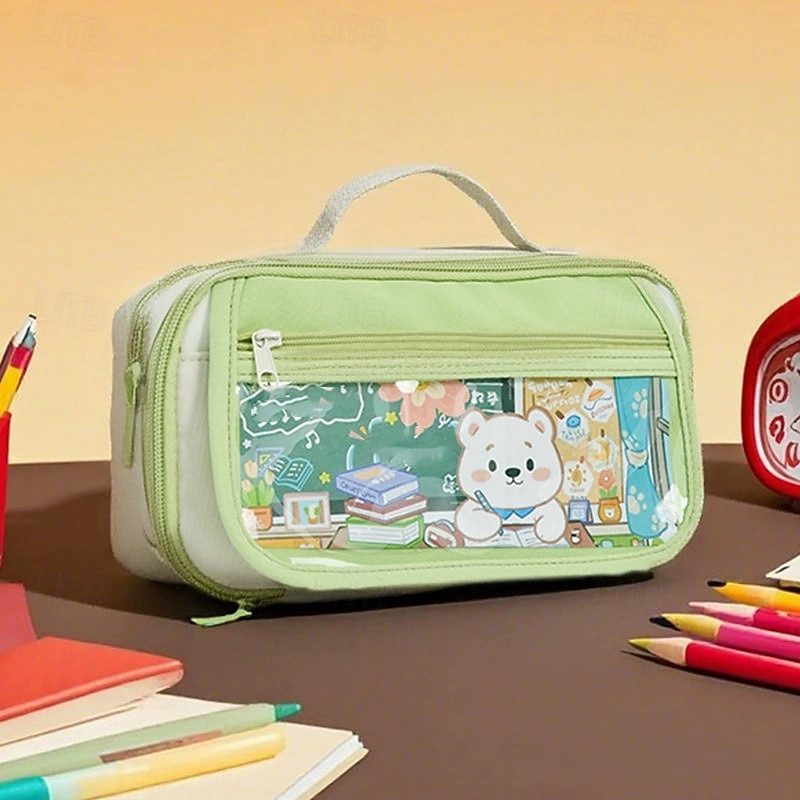 Fashion Pencil Case for Kid Creative Design Solid Color Stationery Scrapbook Storage Bag  School Supplies4