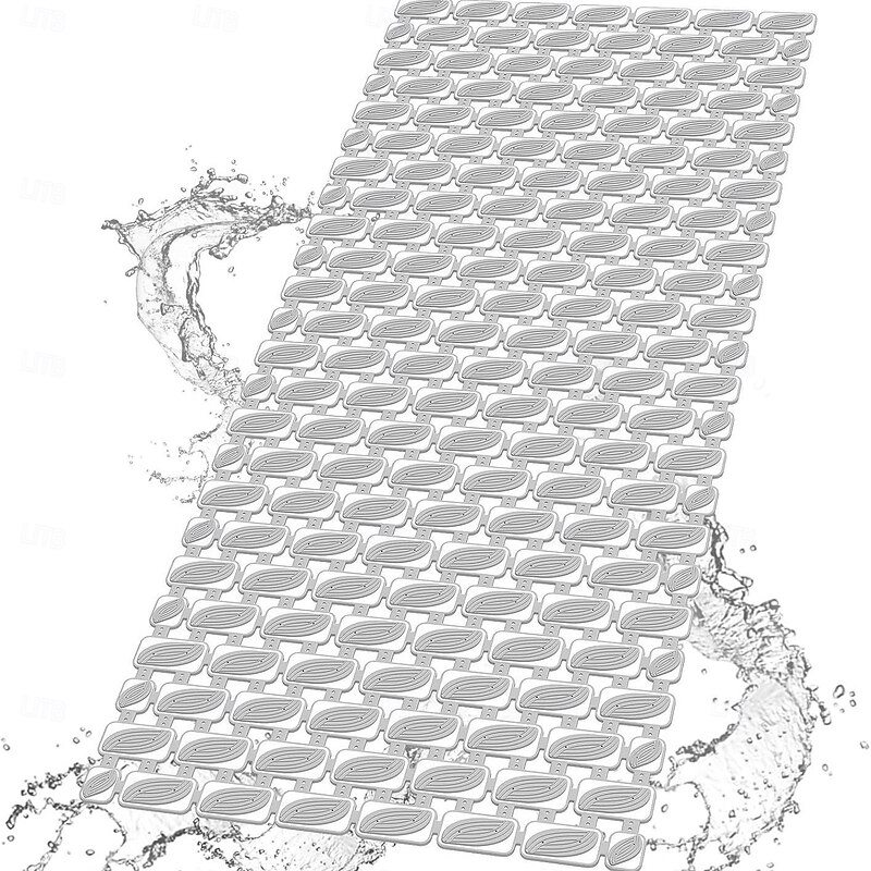 Non-Slip Bathroom Shower Mat Leaf Design  Rectangular Anti-Fall Bath Mat with Suction Cups for Home Use, Waterproof Rubber-Coated Floor Mat3