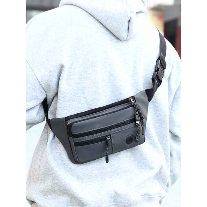 Men's Water-Repellent Nylon Waist Bag – Multi-Pocket Casual Crossbody Fanny Pack for Outdoor Travel, Hiking and Daily Use