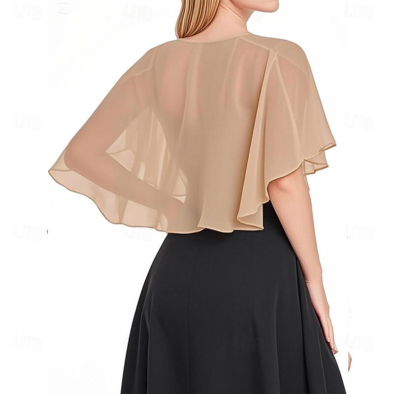 Solf Chiffon Shawl Wraps for Evening Dress Shoulder Wedding Cape Shrug Bolero Flapper Cover Up Formal Dressy2