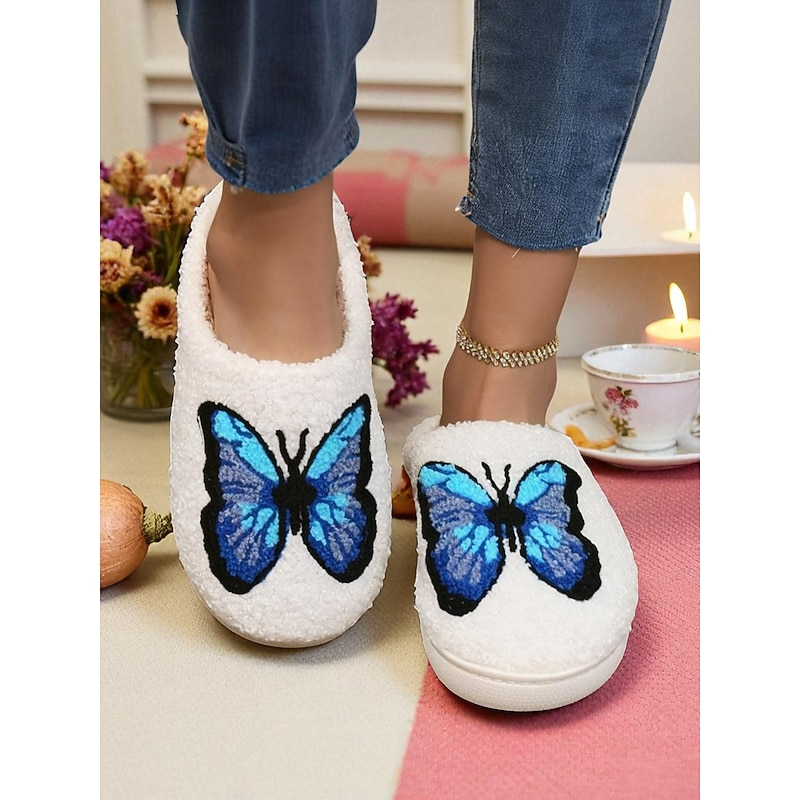 Women's Butterfly Fuzzy Slippers – Soft Indoor Winter House Shoes for Bedroom, Living Room and Self-Care Moments3