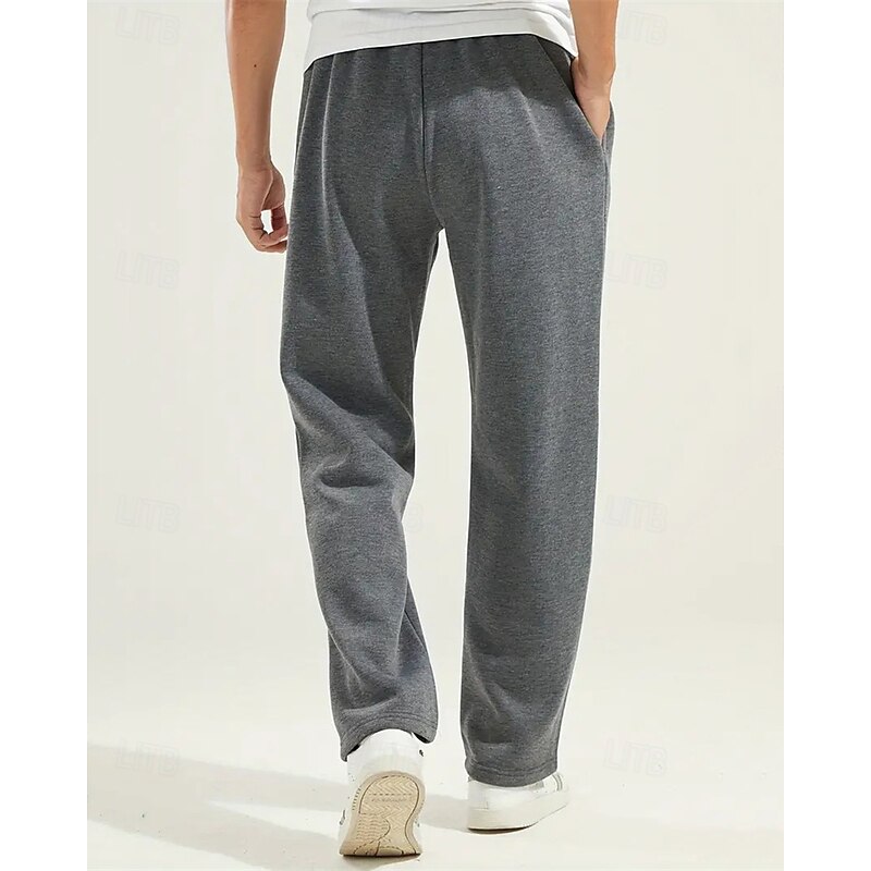 Men's Athletic Pants Sweatpants Straight Leg Sweatpants Pocket Elastic Waist Drawstring Plain Comfort Sports Outdoor Daily Fashion Casual Black Light Grey Micro-elastic4