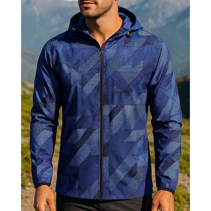 Men's Windbreaker Softshell Jacket Hardshell Jacket Outdoor Waterproof Windproof Hiking Outfits Hiking Clothes Spring Autumn / Fall Top Camping / Hiking / Caving Running Solid Color Red Blue - Main Image