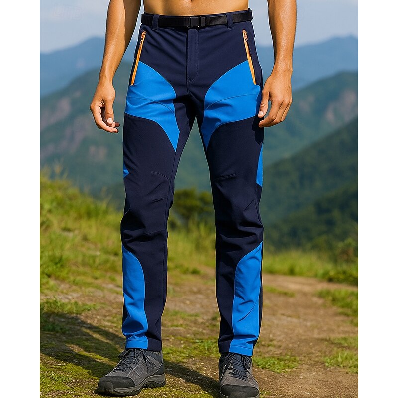 Men's Hiking Pants Trousers Hiking Rain Pants Softshell Pants Patchwork Outdoor Regular Fit Waterproof Windproof Bottoms Blue Camping / Hiking Running S M L XL XXL3