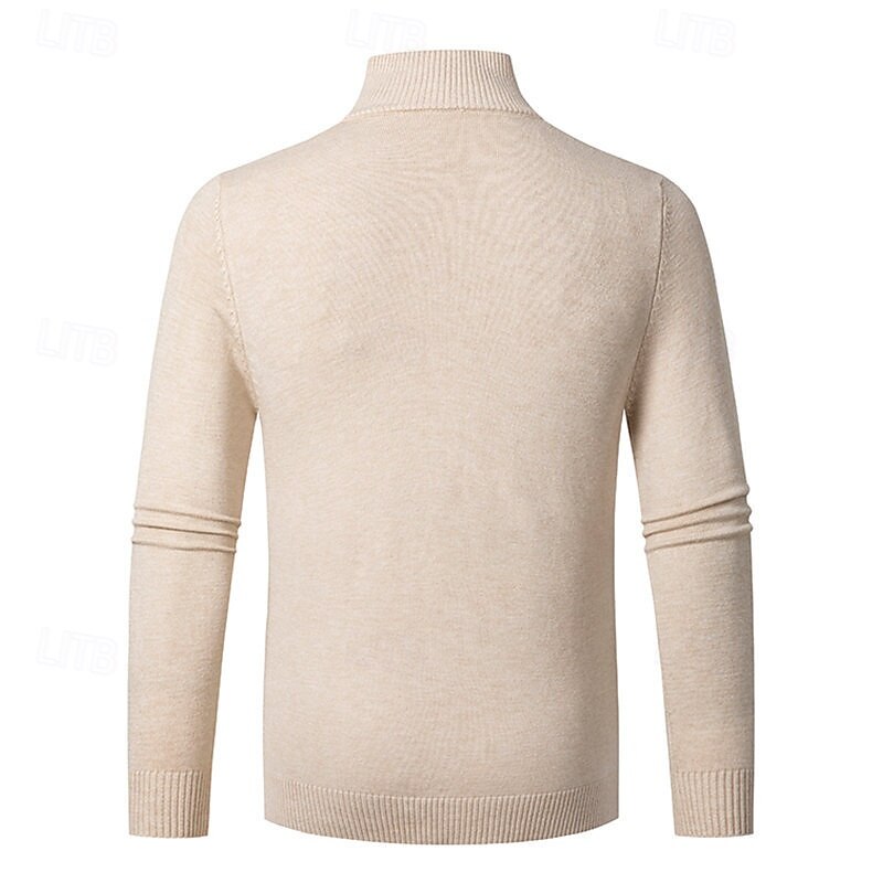 Men's Pullover Sweater Jumper Quarter Zip Sweaters Knit Sweater Cable Knit Regular Tops Knitted Plain Quarter Zip Fashion Casual Vacation Daily Wear Clothing Apparel Fall Winter Black Navy Blue S M L2