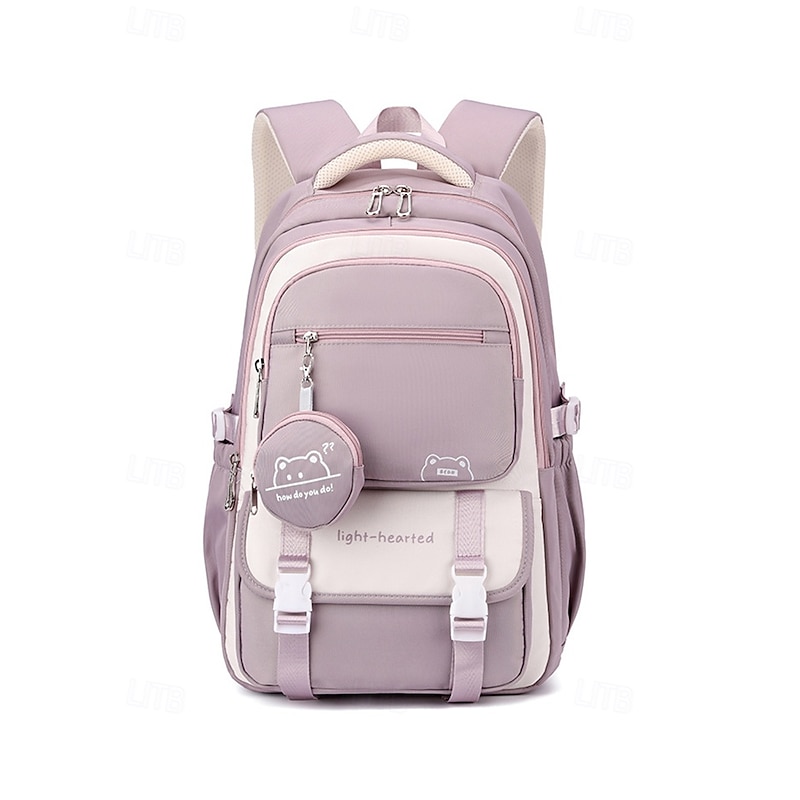 Teen Waterproof Colorblock Backpack with Bear Coin Purse, Multi-Layer Storage and Side Pockets - School Backpack for Boys and Girls3