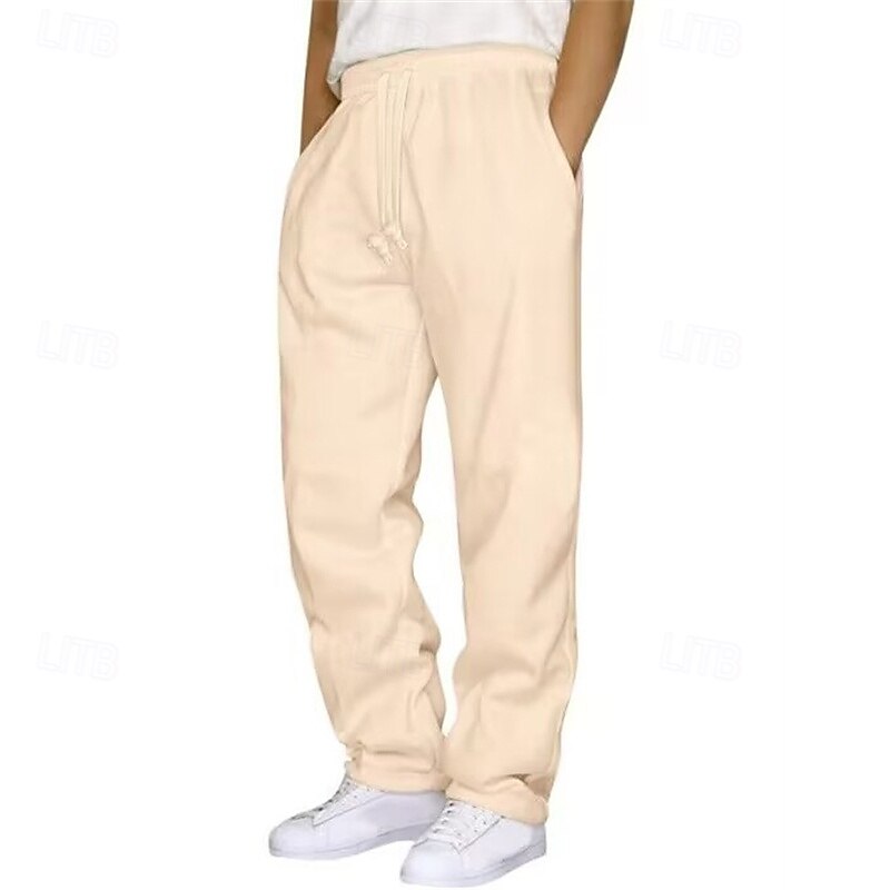 Men's Athletic Pants Sweatpants Trousers Straight Leg Sweatpants Pocket Elastic Waist Drawstring Plain Comfort Sports Outdoor Daily Fashion Casual Black White Micro-elastic4