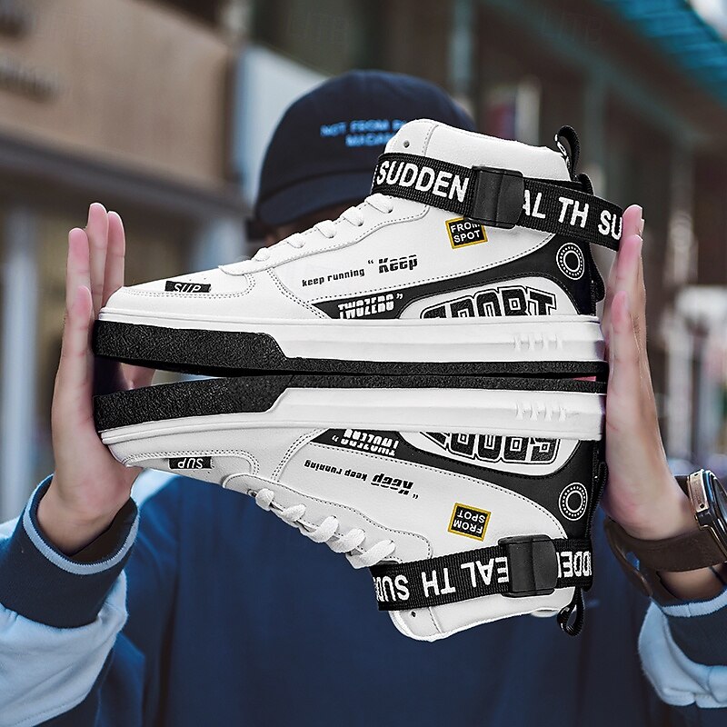 Men's High-Top Streetwear Sneakers with Velcro Straps, Fashion Casual Skate Shoes for Daily Wear & Urban Style4