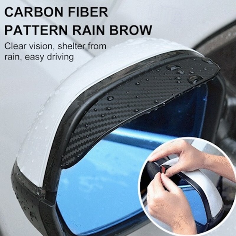 2Pcs Car Rear View Mirror Rain Eyebrow Visor Carbon Fiber Style Waterproof Shade Guard Windproof Sun Visor Cover for Side Mirrors Exterior Accessories