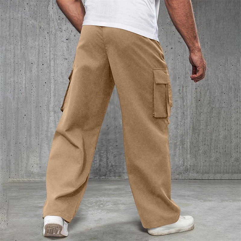 Men's Cargo Pants Trousers Elastic Waist Drawstring Multi Pocket Plain Wearable Outdoor Daily Camping & Hiking Fashion Classic Dark Brown Black3