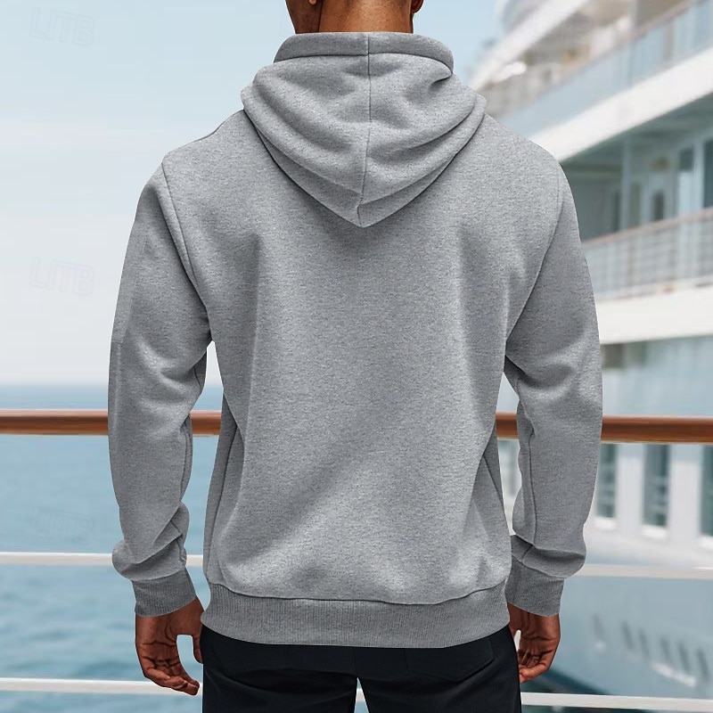 Men's Hoodie Quarter Zip Hoodie Fleece Hoodie Black White Navy Blue Khaki Light Grey Hooded Plain Pocket Sports & Outdoor Daily Holiday Polyester Streetwear Basic Casual Fall Winter Clothing Apparel3
