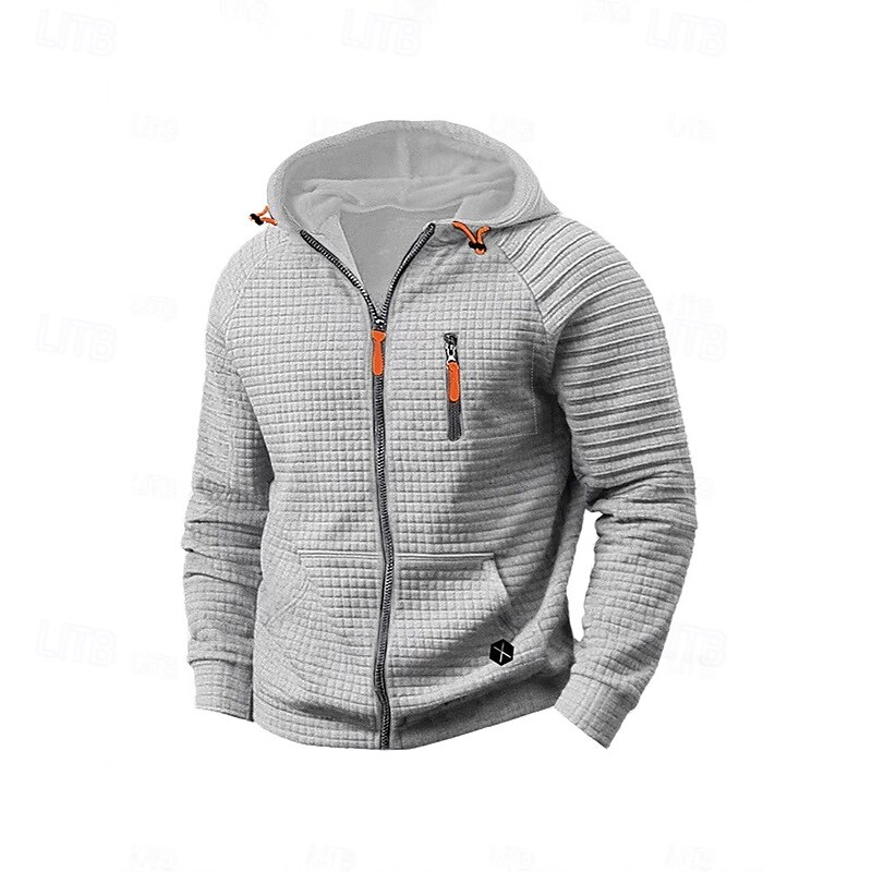 Men's Zip Sweatshirt Black Khaki Gray Hooded Plain Zip Up Zipper Front Pocket Sports & Outdoor Casual Daily Streetwear Cool Designer Spring &  Fall Clothing Apparel Hoodies Sweatshirts  Long Sleeve4