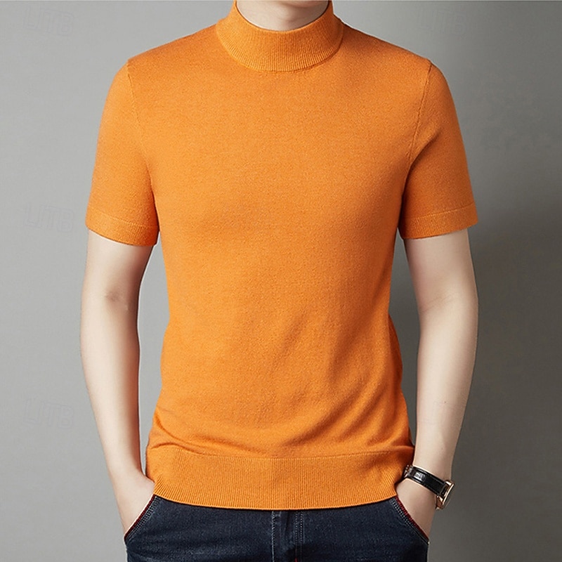 Men's Pullover Sweater Jumper Knit Sweater Ribbed Knit Regular Tops Knitted Plain Crew Neck Fashion Basic Vacation Daily Wear Clothing Apparel Summer Spring Camel Wine S M L2