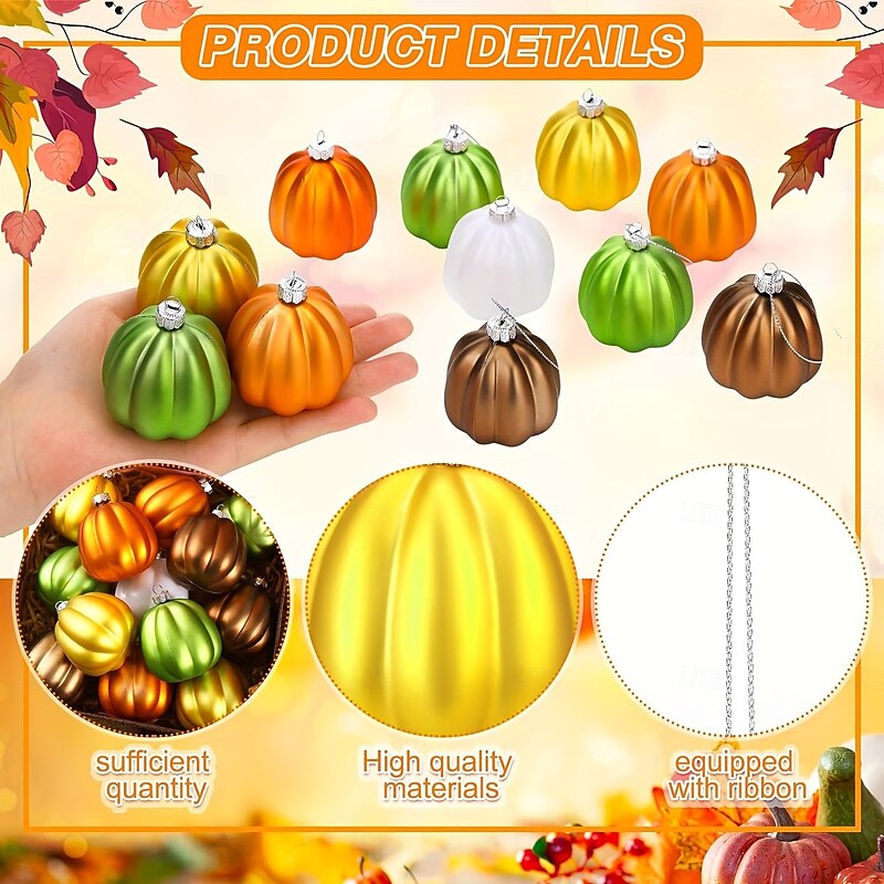 20pcs Halloween Hanging Pumpkin Ornaments Spooky Mini Halloween Ball Ornaments, 5cm Matte Fall Pumpkin Baubles for Tree, Wreath, Fireplace, Party or Thanksgiving Decor4