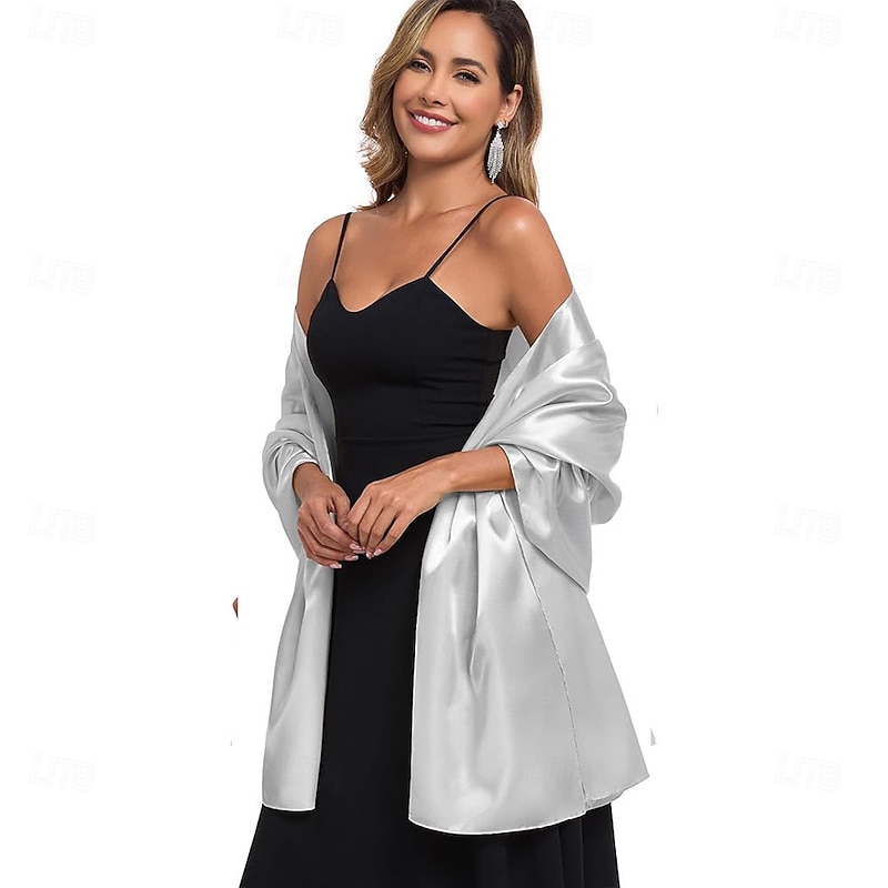 Shawls and Wraps for Evening Dresses Satin Women Long Scarf Wedding Guest Shawl4