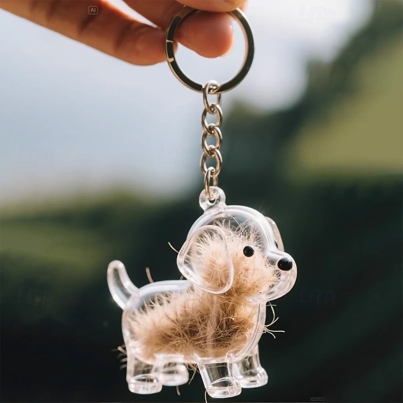 Dog Hair Collector Keychain Pet Hair Storage Bottle Memorial Gift, Cute Capsule Keepsake Keyring, Creative Dog Fur Souvenir Pendant for Bag or Key, Pet Loss Remembrance Gift