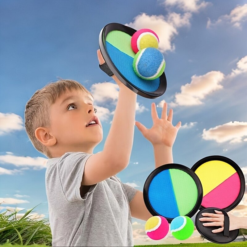 Sticky Ball Game Set with Suction Cup Paddle, Colorful Plastic Throw and Catch Toy for Family Fun, Interactive Outdoor Sports Equipment for Kids and Adults3