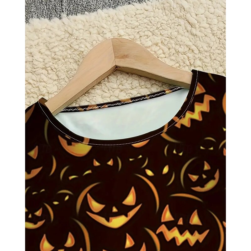Halloween Girls' 3D Pumpkin Dress Long Sleeve Summer Spring Vacation Daily Holiday Princess Beautiful Sweet Kids 4-12 Years Casual Dress A Line Dress Knee-length Regular Fit4