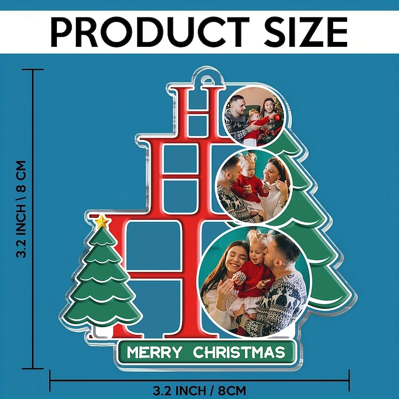 Personalized Photo Christmas Ornaments Acrylic 2D Custom Ho Ho Ho Family Hanging Tree Ornaments Hanging Decoration Hanging Pendant Gifts3