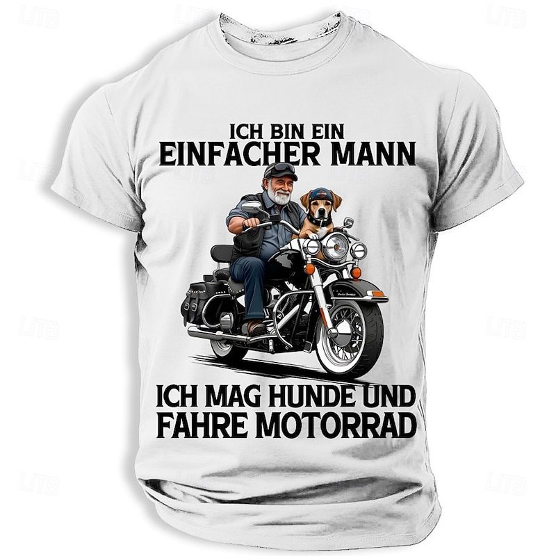 Men's Motorcycle German T Shirt Short Sleeve T shirt 3D Print Crew Neck Shirt Fashion Daily Basic Street Casual Daily Black White Blue Summer Spring All Seasons Clothing Apparel S M L XL XXL XXXL2