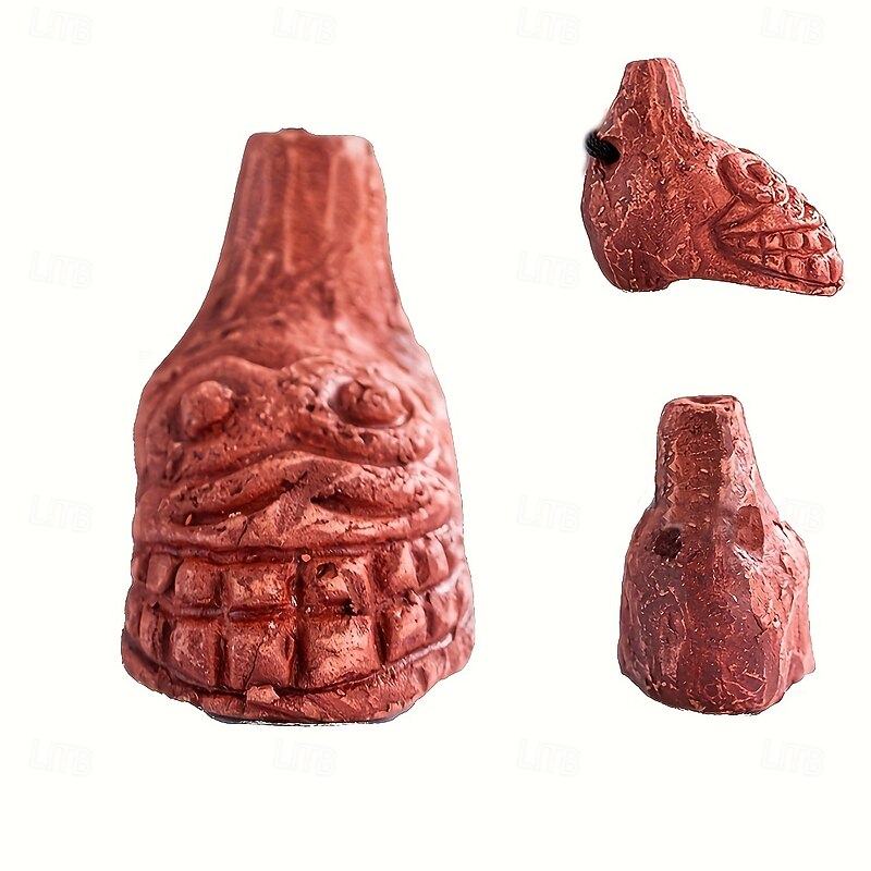 Loud Aztec Death Whistle - Up to 125 Decibbles Realistic Human Scream Sound Black Orangutan Design Perfect for Halloween Emergency Survival and Costume Parties Survival Tool  Thematic Party Ac4