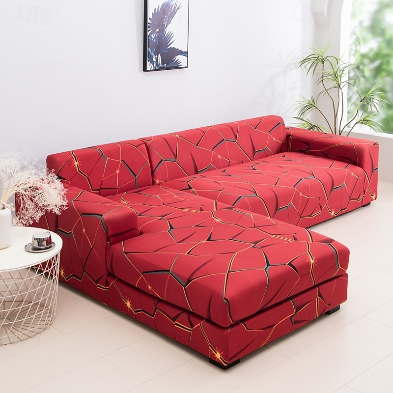 Elastic Sofa Cover Geometric Print Living Room L-Shaped Combination Sofa Cover Sofa Decoration Protective Cover Suitable For All Seasons