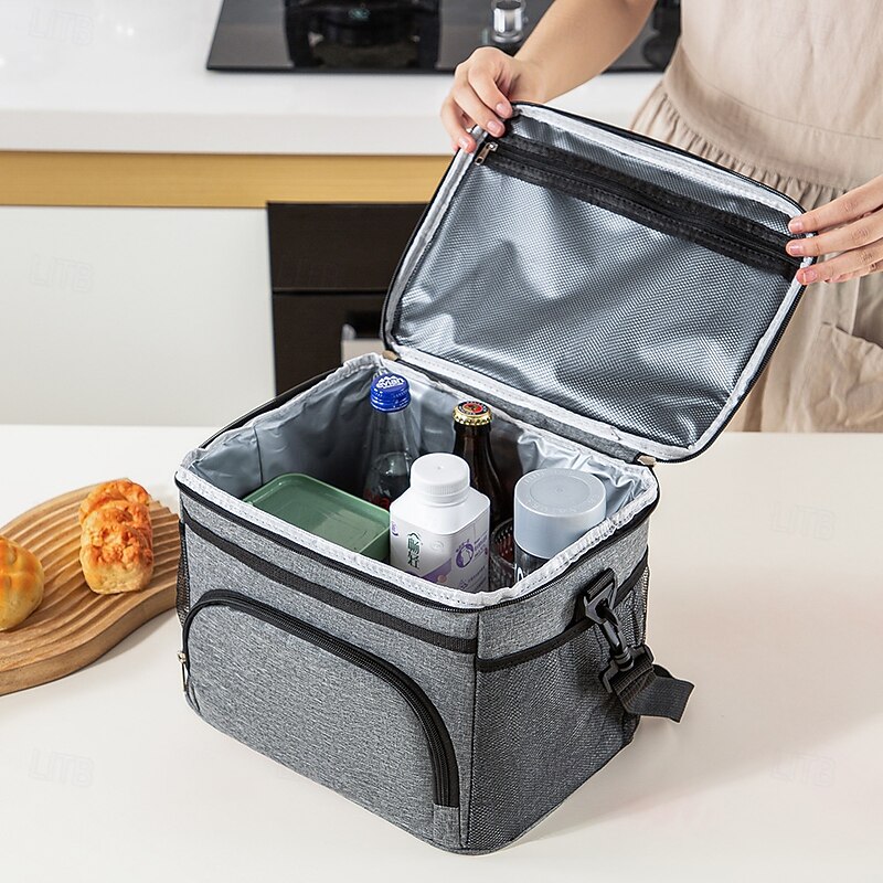 Lunch Bag for Women and Men for Back to School Office Picnic Hiking Beach Large Capacity PEVA Waterproof Insulated Cooler Bag Portable Bento Tote Lunch Box Carrier2