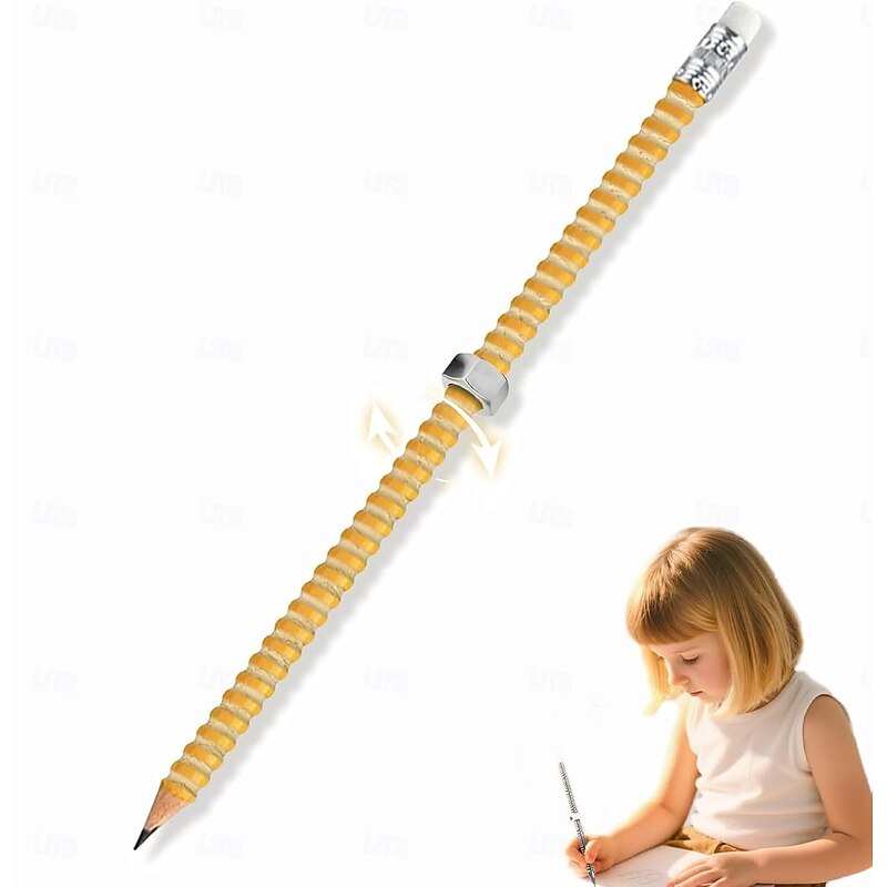 Nut Decompression Pen Threaded Pencil Threaded Wooden Pencil with Rotating Nut Perfect for School Office Home Birthday Gift