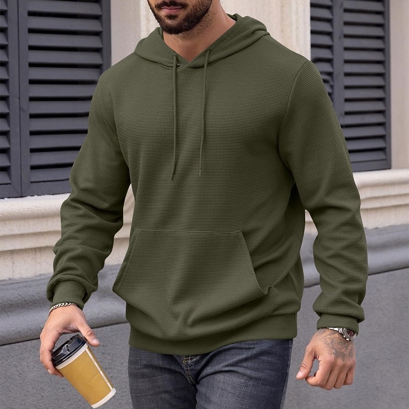 Men's Hoodie Pullover Hoodie Sweatshirt Pullover Black Army Green Navy Blue Gray Hooded Plain Zipper Pocket Sports & Outdoor Casual Daily Streetwear Cool Sportswear Spring &  Fall Clothing Apparel2