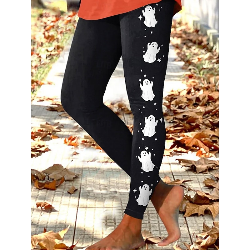 Halloween Women's Leggings Vacation Vintage Fashion Ankle-Length High WaistPants Bloodstain Graphic Soft Breathable Stretchy Formal Outdoor Vacation White Red Spring Fall Winter Slim Fit2