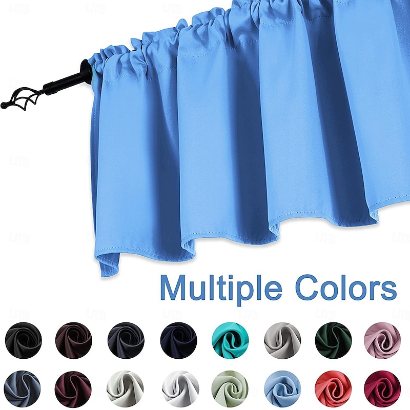 Curtain Drapes Blackout Short Curtains for Small Windows  Privacy Window Drapes for Bathroom or Bedroom  Solid Color Valance Panel Light Blocking2