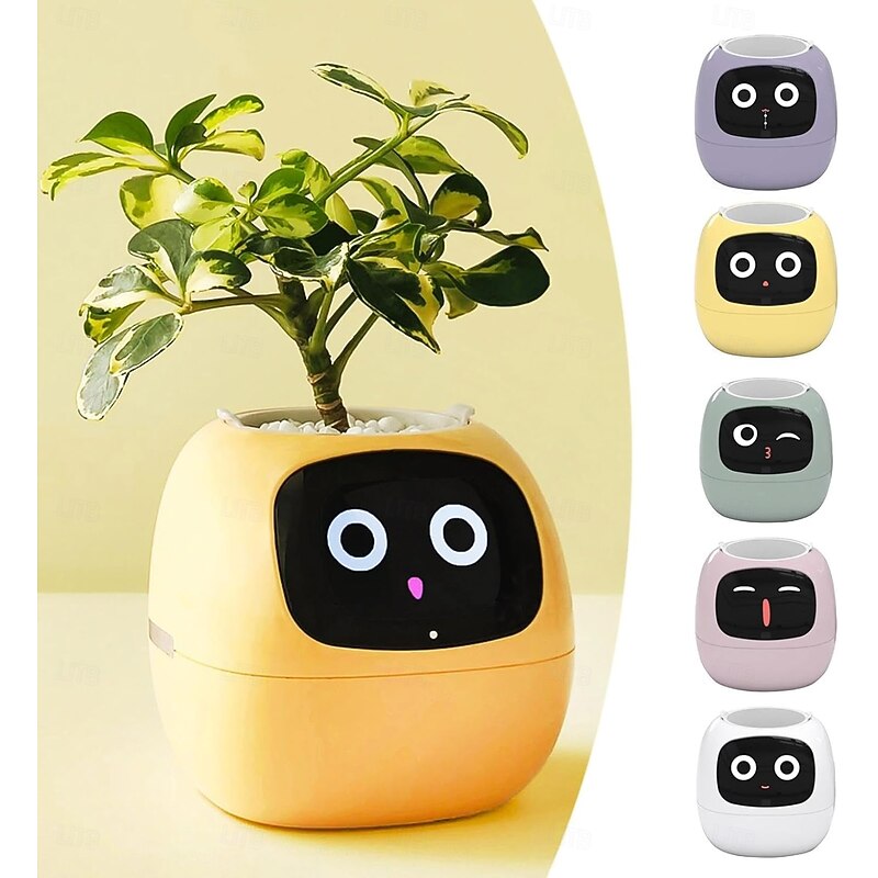 Smart Flowerpots,Smart Pet Planter,Ai Planter,Intelligent Flowerpots,Multiple Expressions,7 Smart Sensors, and Ai Chips Make Raising Plants Easy and Fun for Living Room,Plant-Free