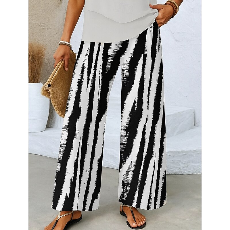 Women's Culottes Wide Leg Vacation Vintage Ethnic Style Long High Waist Floral Graphic Abstract Quick Dry Breathability Soft Inelastic Formal Outdoor Vacation Black White Blue Khaki Summer Spring4