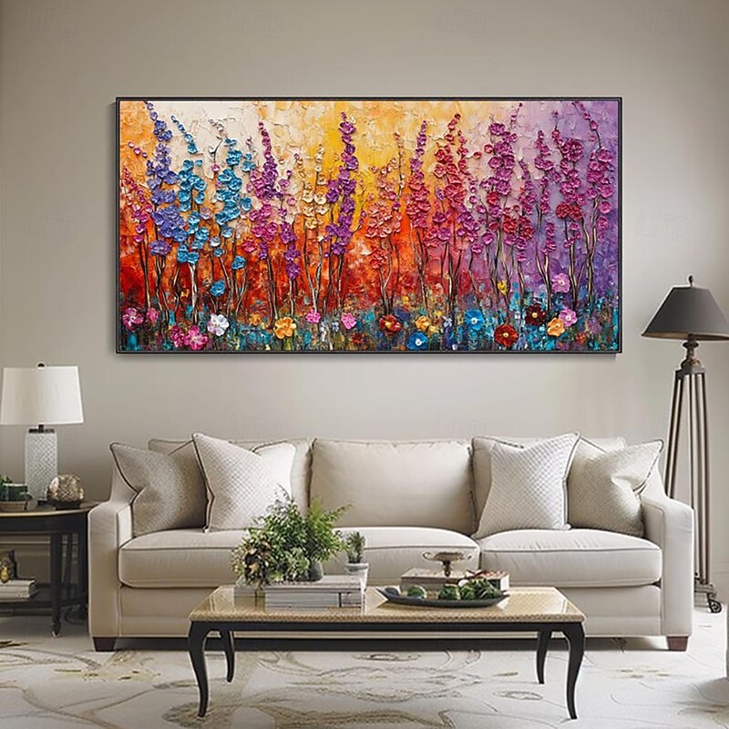 Handmade Oil Painting Canvas Wall Art Decoration Modern Abstract Thick Oil Flowers for Living Room Home Decor Stretched Frame Hanging Painting/Rolled Frameless Unstretched Painting3