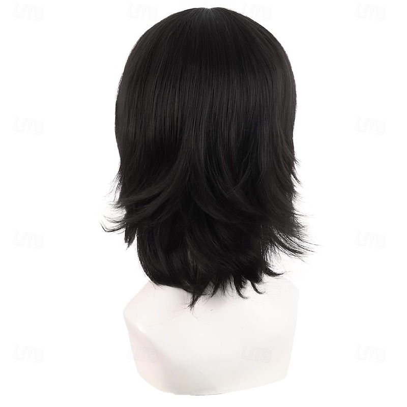 14 Inch/35 cm Short Cosplay Wolf Tail Synthetic Side Bangs Party Wig4