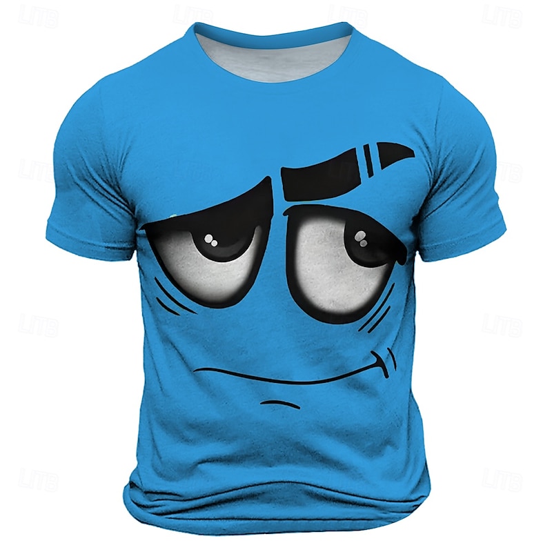 Men's Optical Illusion 3D T Shirt Short Sleeve T shirt 3D Print Crew Neck Shirt Fashion Exaggerated Daily Party Street Casual Blue Purple Orange Summer Spring All Seasons Clothing Apparel S M L XL2