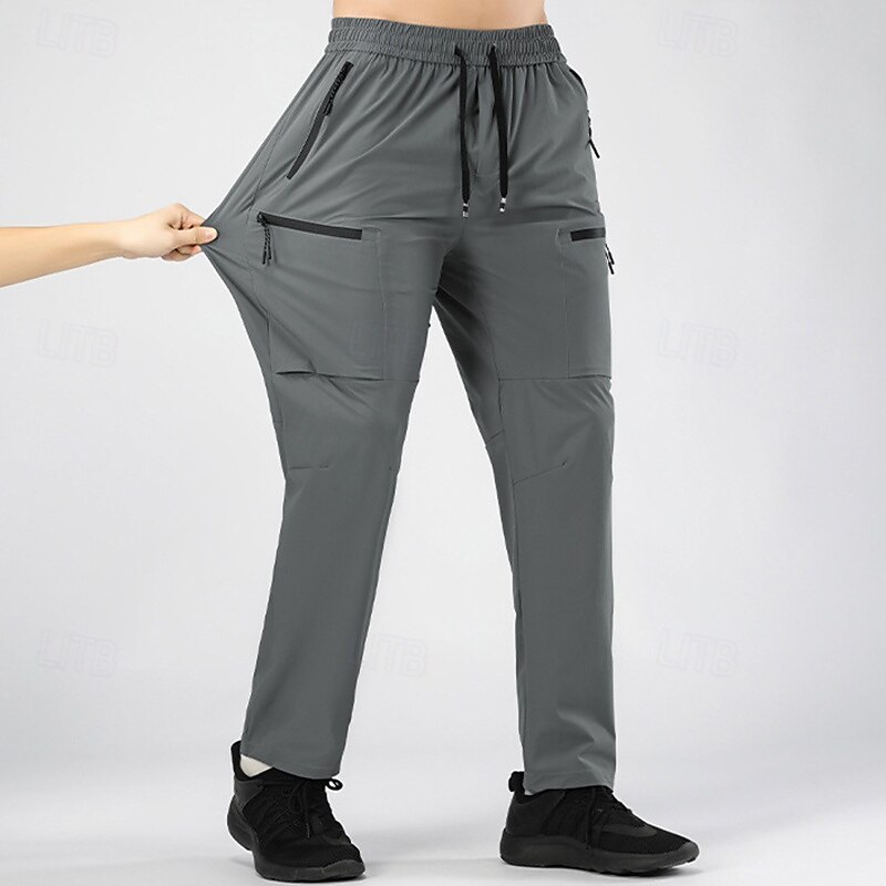 Men's Hiking Pants Trousers Hiking Rain Pants Summer Outdoor Regular Fit Waterproof Quick Dry Bottoms Drawstring Pocket Elastic Waist Dark Grey Black Camping / Hiking Running S M L XL XXL3