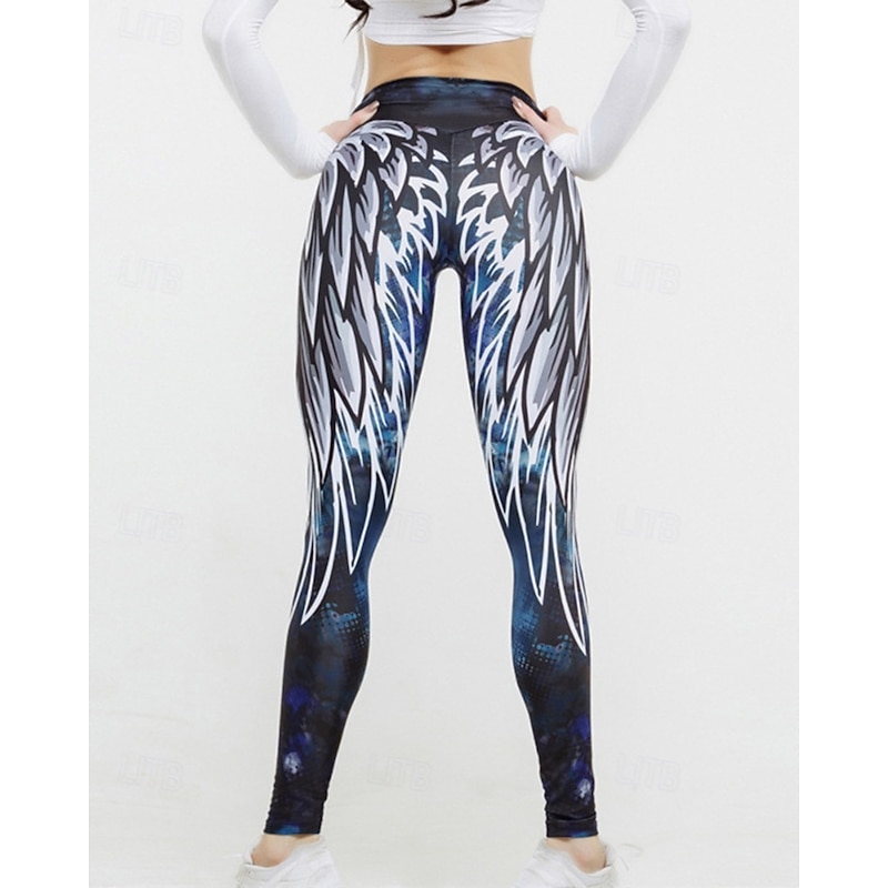 Women's Capri Leggings Yoga Leggings Tummy Control High Waist Gym Athletic Pilates Bottoms Printing Black Fall Sports Activewear Tight Fit2