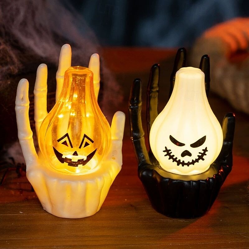 4 PCS Halloween Skeleton Ghost Hand Candle Light LED Pumpkin Light Holiday Decoration Halloween Party Scene Arrangement Atmosphere Decoration2