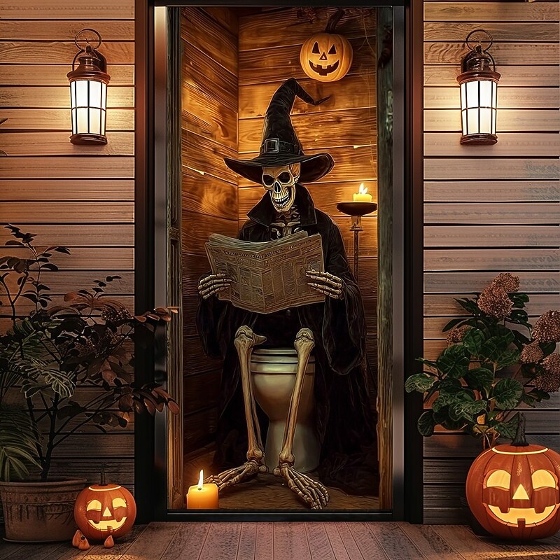 Halloween Door Cover – Spooky Ghost in Chair, Haunted House Entrance Banner, Scary Outdoor & Indoor Decoration for 2025 Halloween Bedroom, Living Room, Bathroom4