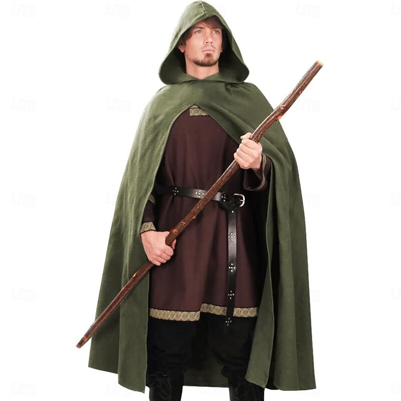 Retro Vintage Medieval Renaissance Cape Cloak Viking Ranger Fancy Dress Men's Women's Viking Halloween Carnival Performance LARP Adults' Cloak