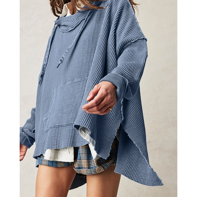 Women's Pullover Hoodie Sweatshirt Plain Modern Casual Long Sleeve Hooded Regular Tops Holiday Going out Pocket Black Blue Purple Brown Beige Fall2