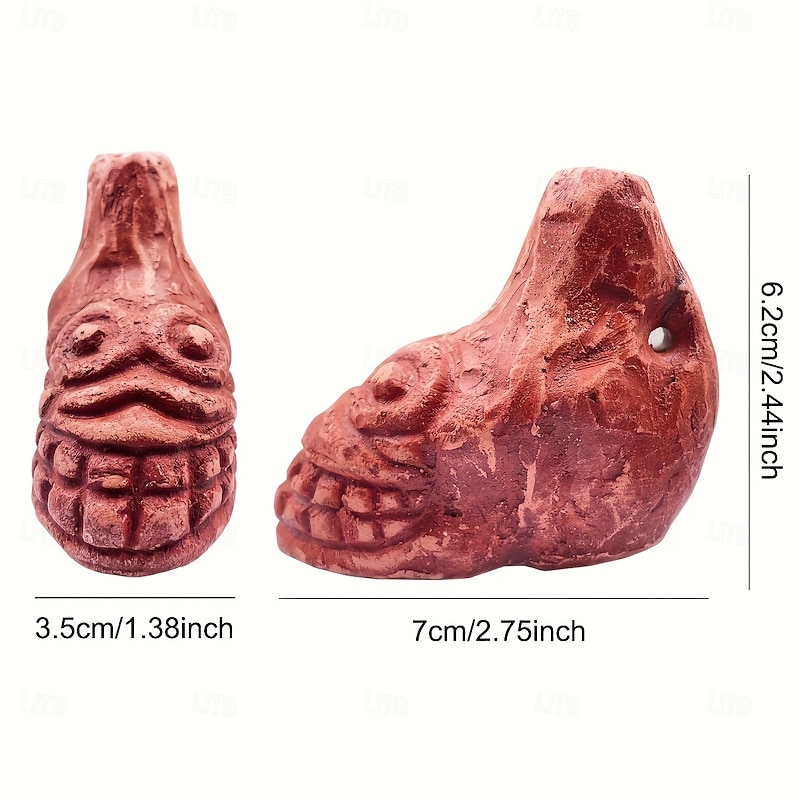 Loud Aztec Death Whistle - Up to 125 Decibbles Realistic Human Scream Sound Black Orangutan Design Perfect for Halloween Emergency Survival and Costume Parties Survival Tool  Thematic Party Ac3