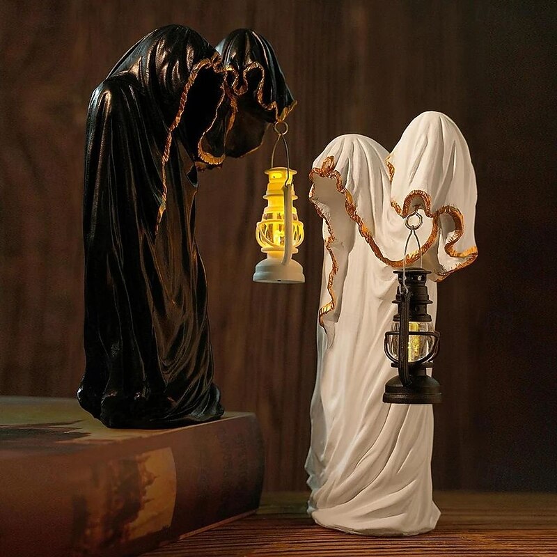 Halloween LED Ghost Wizard Portable Lantern Dark Series Mysterious Man in Black Halloween Creative Night Light Home Desktop Decoration Ornaments2