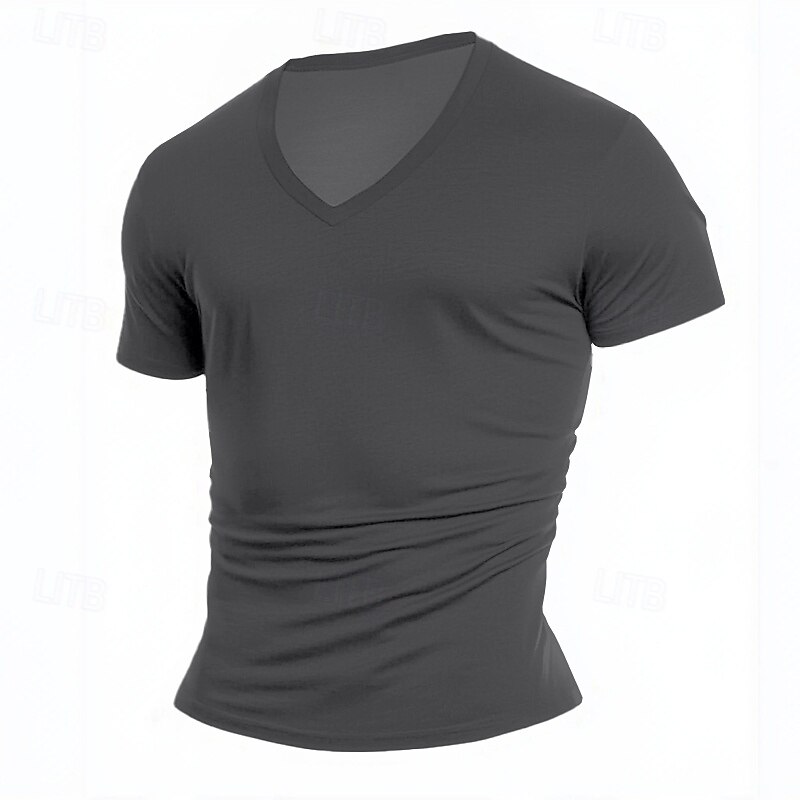 Men's T Shirt Tee Top Short Sleeve Short Sleeves V Neck Summer All Seasons Solid Color Plain Designer Basic Modern Contemporary V Neck Vacation Street Casual White Black Green Top Tee for Men