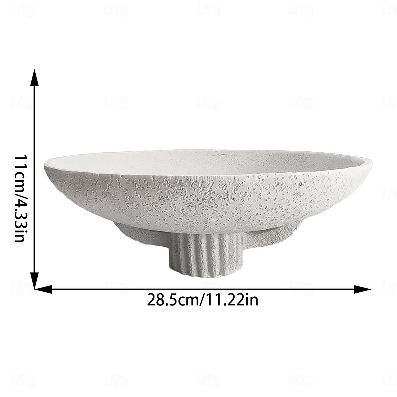 Large Decorative Resin Pedestal Bowl, Modern White Centerpiece Fruit Bowl for Kitchen Counter, Stylish Home Decor Accent Dish3